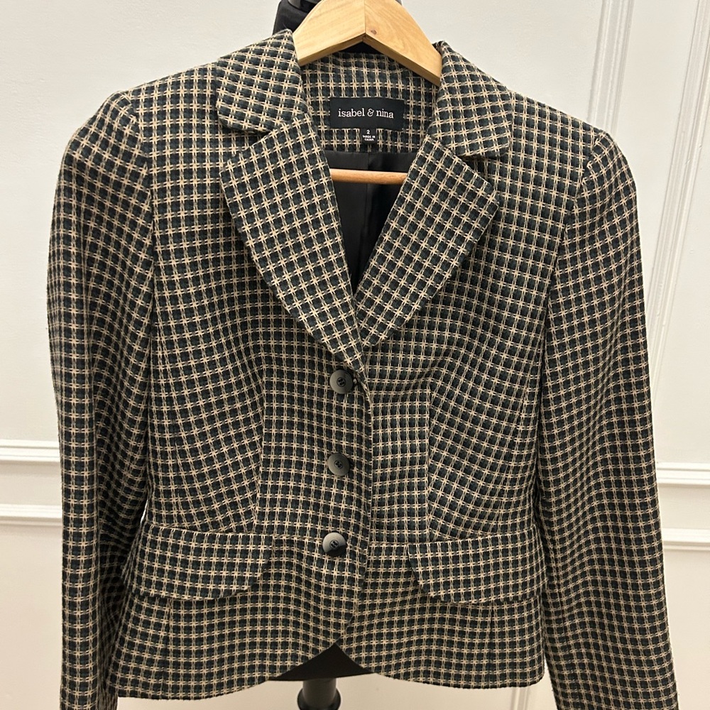 Isabel & Nina Black and Cream Checked Tailored Blazer
